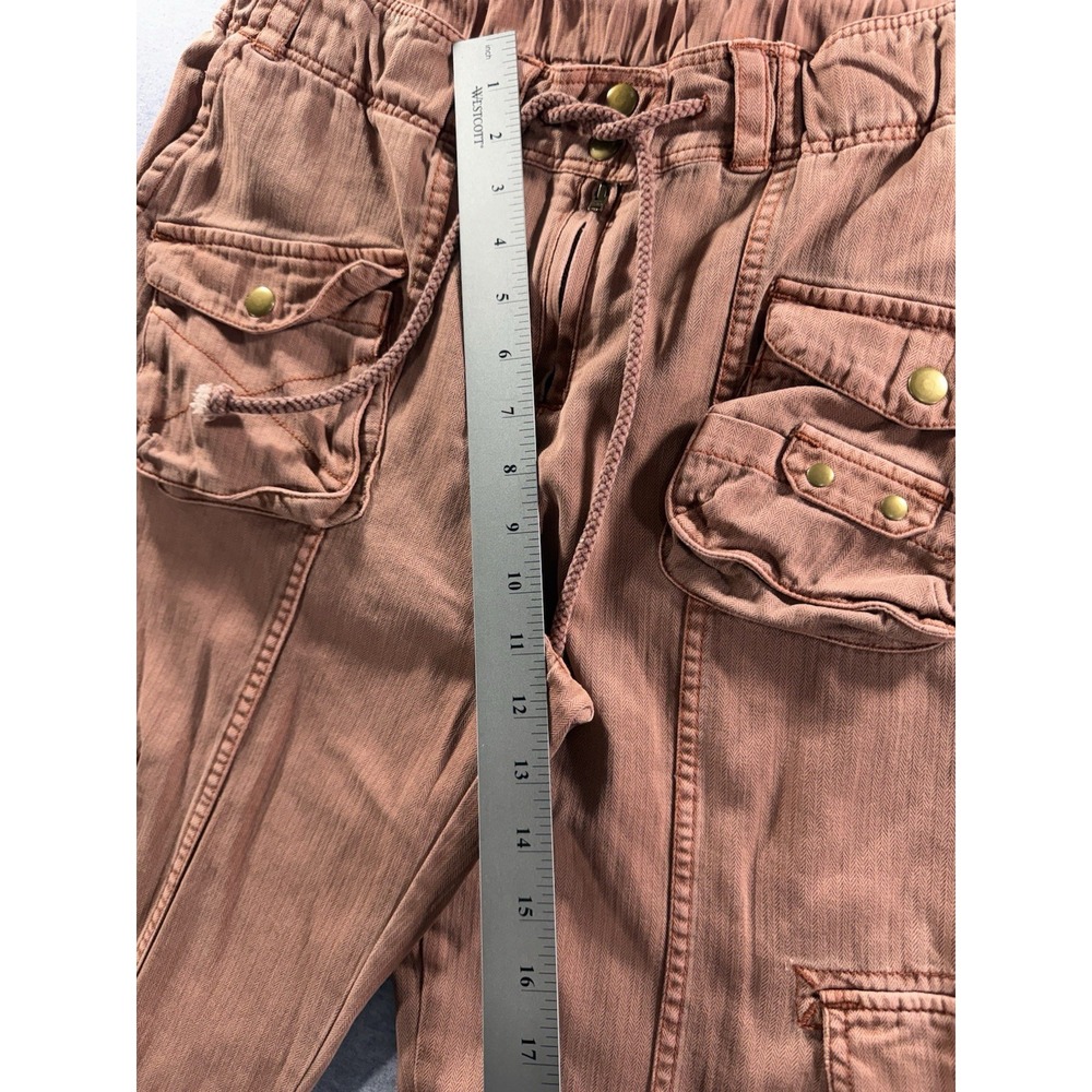 Free People Tahiti Cargo Crop Pants Sz Medium Dusty Rose Utility Cotton Wide Leg - Picture 10 of 13